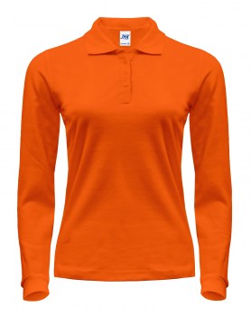 Женская рубашка-поло с длинными рукавами оранжевая