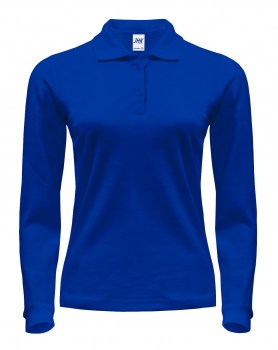 Женская рубашка-поло с длинными рукавами синяя