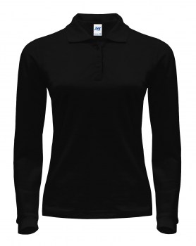 Женская рубашка-поло с длинными рукавами черная