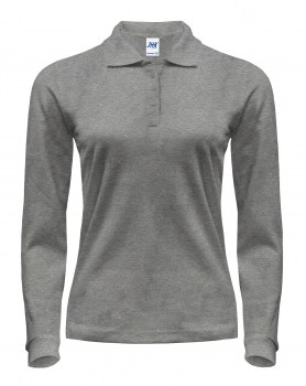 Женская рубашка-поло с длинными рукавами темно-серая