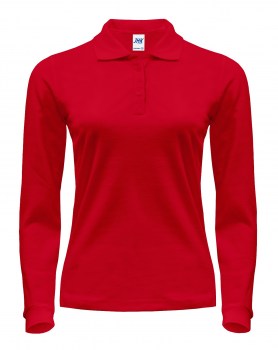Женская рубашка-поло с длинными рукавами красная