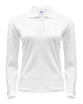 Женская рубашка-поло с длинными рукавами белая