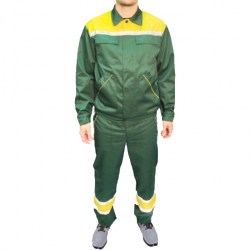 Полукомбинезон с курткой “Профи” зеленый с желтыми вставками